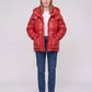 Short Shiny Puffer Jacket with Patch Pockets