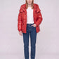 Short Shiny Puffer Jacket with Patch Pockets