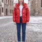 Short Shiny Puffer Jacket with Patch Pockets