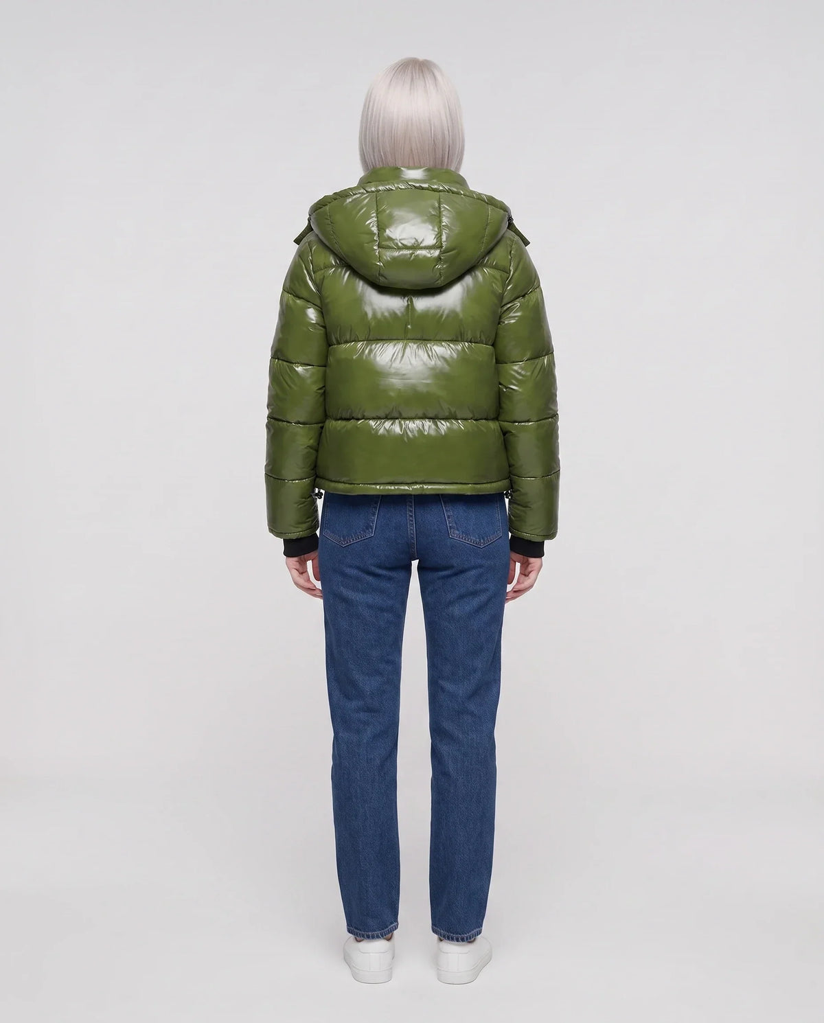 Short Shiny Hooded Puffer Jacket