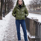 Short Shiny Hooded Puffer Jacket