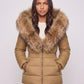 Short Puffer Jacket with Large Faux Fur Hood