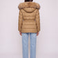 Short Puffer Jacket with Large Faux Fur Hood