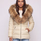 Short Puffer Jacket with Large Faux Fur Hood