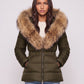 Short Puffer Jacket with Large Faux Fur Hood
