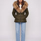 Short Puffer Jacket with Large Faux Fur Hood