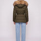 Short Puffer Jacket with Large Faux Fur Hood