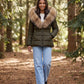 Short Puffer Jacket with Large Faux Fur Hood