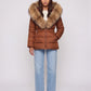 Short Puffer Jacket with Large Faux Fur Hood