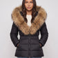 Short Puffer Jacket with Large Faux Fur Hood