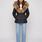 Short Puffer Jacket with Large Faux Fur Hood
