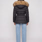 Short Puffer Jacket with Large Faux Fur Hood