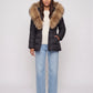 Short Puffer Jacket with Large Faux Fur Hood
