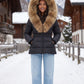 Short Puffer Jacket with Large Faux Fur Hood