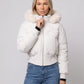 Short Puffer Jacket with Faux Fur Hood
