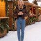 Short Puffer Jacket with Faux Fur Hood