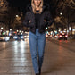 Short Puffer Jacket with Faux Fur Hood