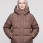 Short Hooded Puffer Jacket with Popper Placket
