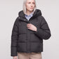 Short Hooded Puffer Jacket with Popper Placket
