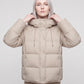 Short Hooded Puffer Jacket with Popper Placket