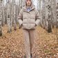 Short Hooded Puffer Jacket with Popper Placket