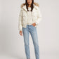 Short Puffer Jacket with Faux Fur Hood and Poppers