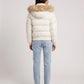 Short Puffer Jacket with Faux Fur Hood and Poppers