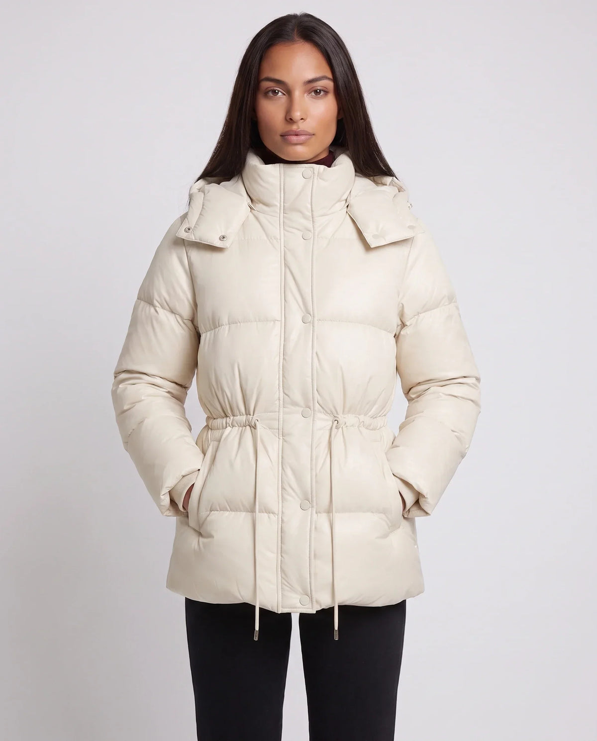 Short Puffer Jacket with Hood and Elasticated Waist