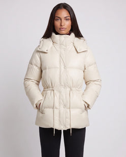 Short Puffer Jacket with Hood and Elasticated Waist