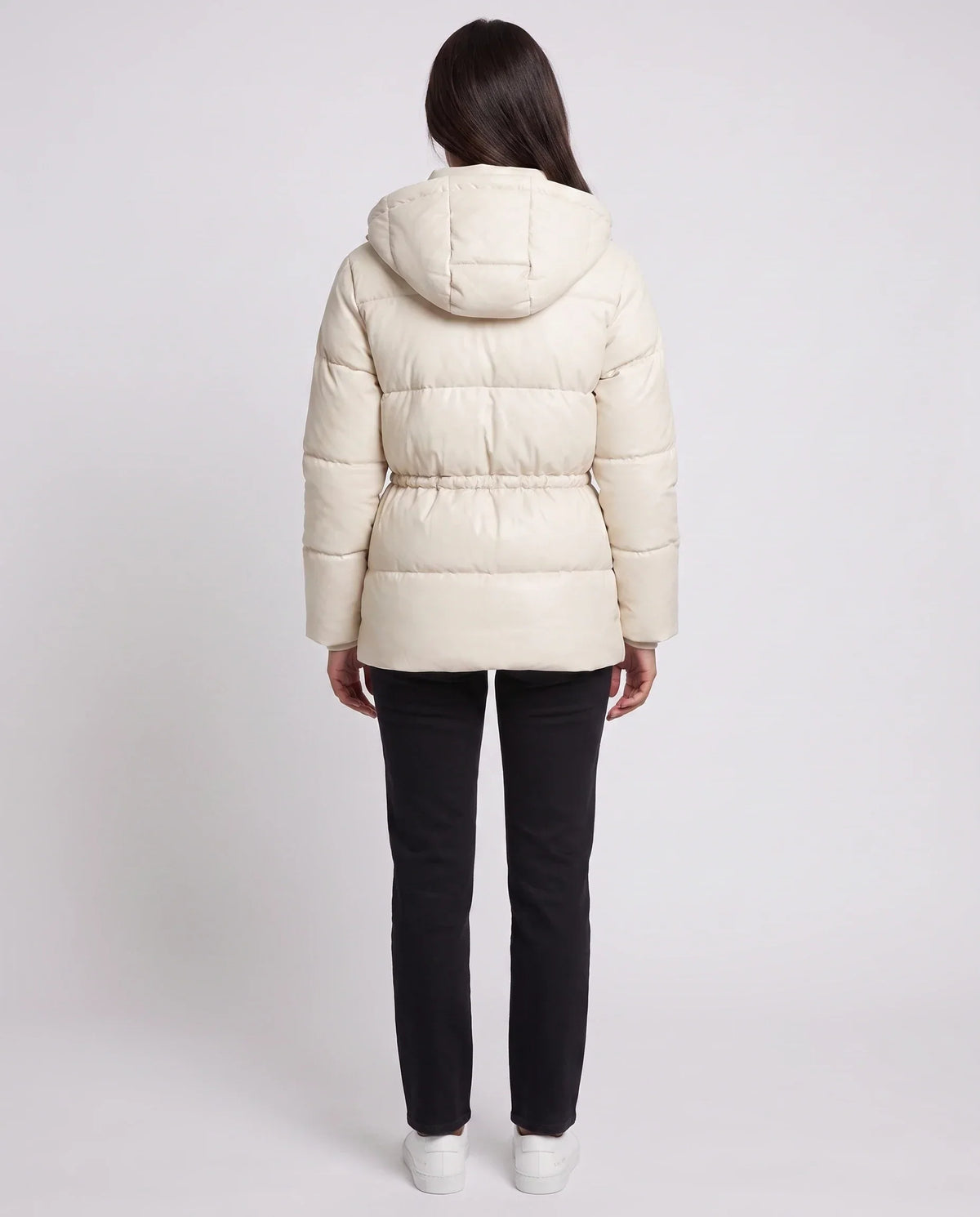 Short Puffer Jacket with Hood and Elasticated Waist