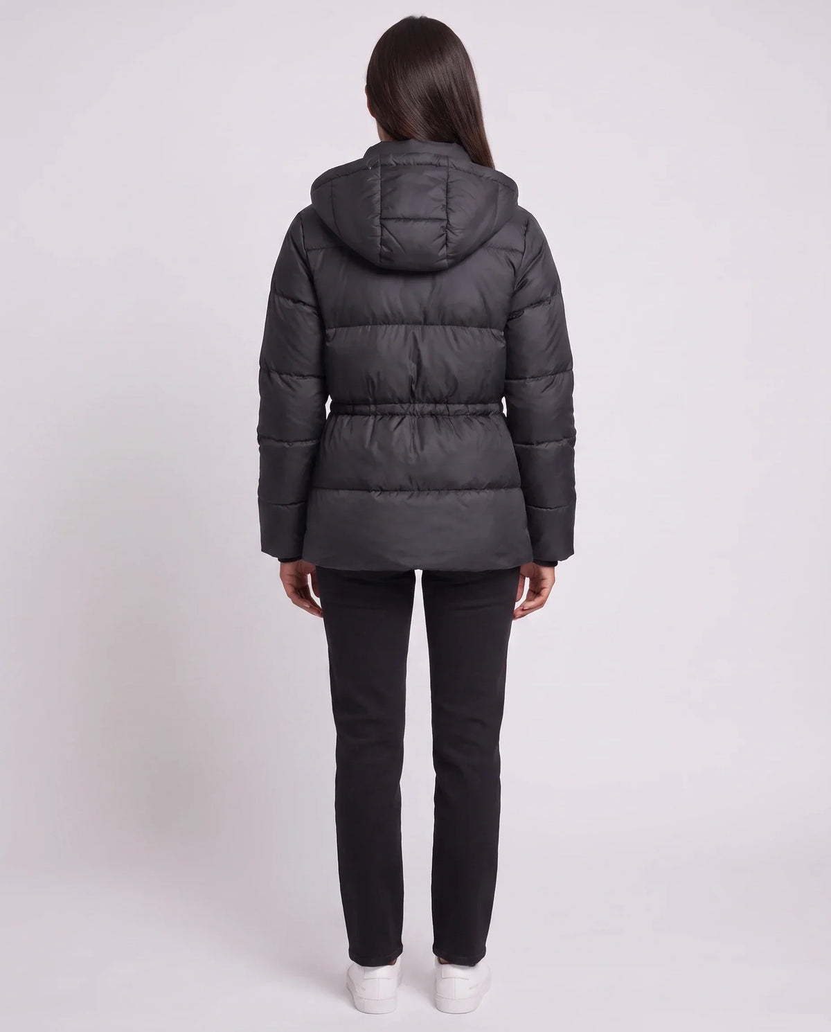 Short Puffer Jacket with Hood and Elasticated Waist