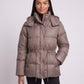 Short Puffer Jacket with Hood and Elasticated Waist