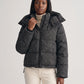 Short Oversized Marl Puffer Jacket with Detachable Hood