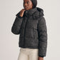 Short Oversized Marl Puffer Jacket with Detachable Hood