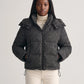 Short Oversized Marl Puffer Jacket with Detachable Hood