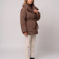 Oversized Mid-Thigh Puffer Jacket with Shawl Collar and Belt
