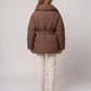 Oversized Mid-Thigh Puffer Jacket with Shawl Collar and Belt