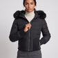 Short Fitted Puffer Jacket with Ribbed Panels