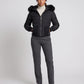 Short Fitted Puffer Jacket with Ribbed Panels