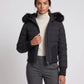 Short Fitted Puffer Jacket with Ribbed Panels