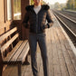 Short Fitted Puffer Jacket with Ribbed Panels