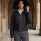 Short Fitted Puffer Jacket with Ribbed Panels