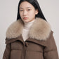 Short Puffer Jacket with Faux Fur Collar