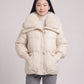 Short Puffer Jacket with Faux Fur Collar
