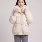 Short Puffer Jacket with Faux Fur Collar