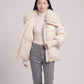 Short Puffer Jacket with Faux Fur Collar