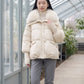 Short Puffer Jacket with Faux Fur Collar