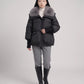 Short Puffer Jacket with Faux Fur Collar