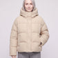 Cropped Velvet Hooded Puffer Jacket