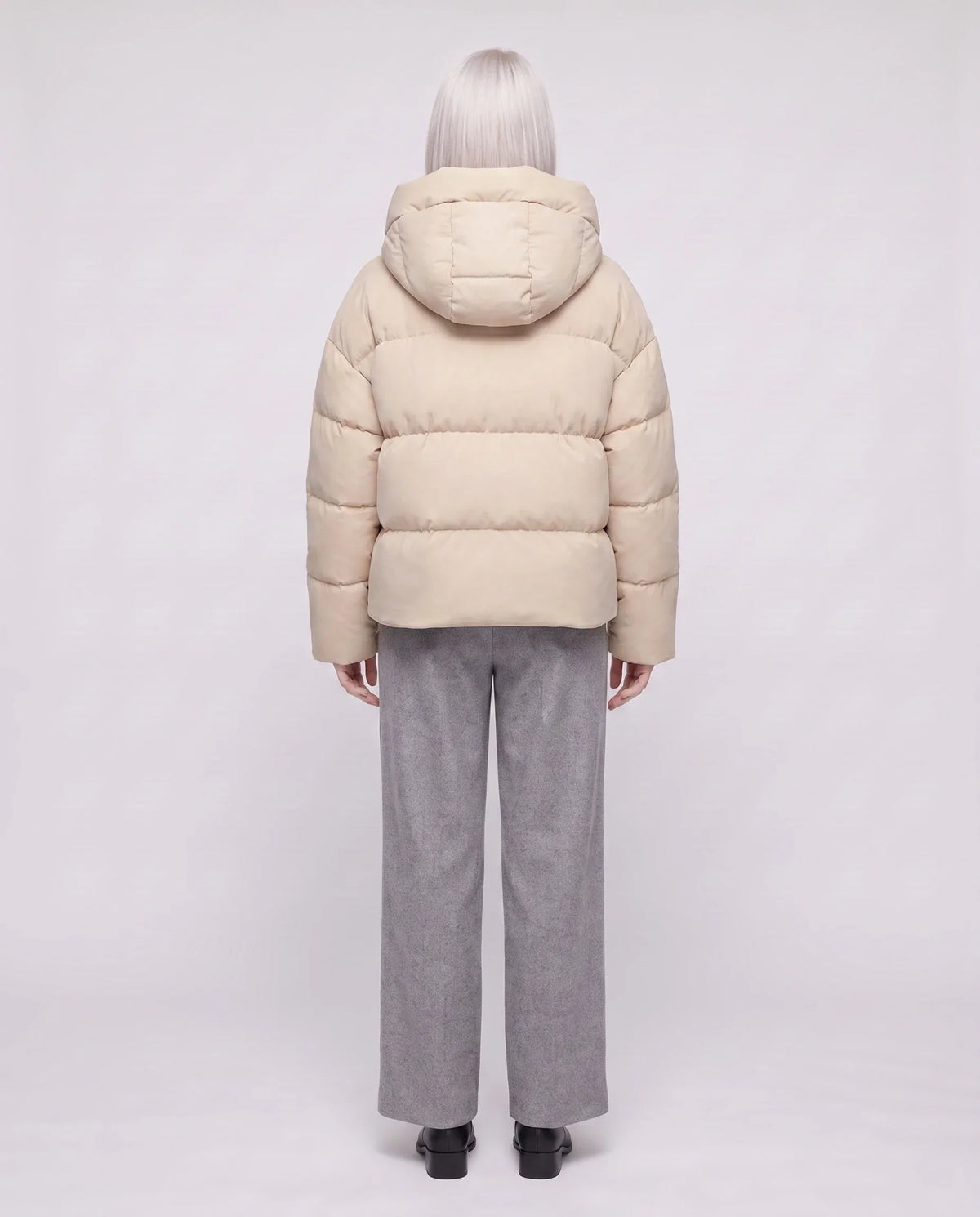 Cropped Velvet Hooded Puffer Jacket